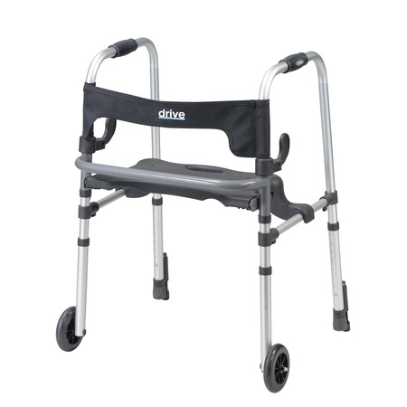DRIVE MEDICAL Clever Lite LS Walker Rollator w/ Seat & Push Down Brakes 10233